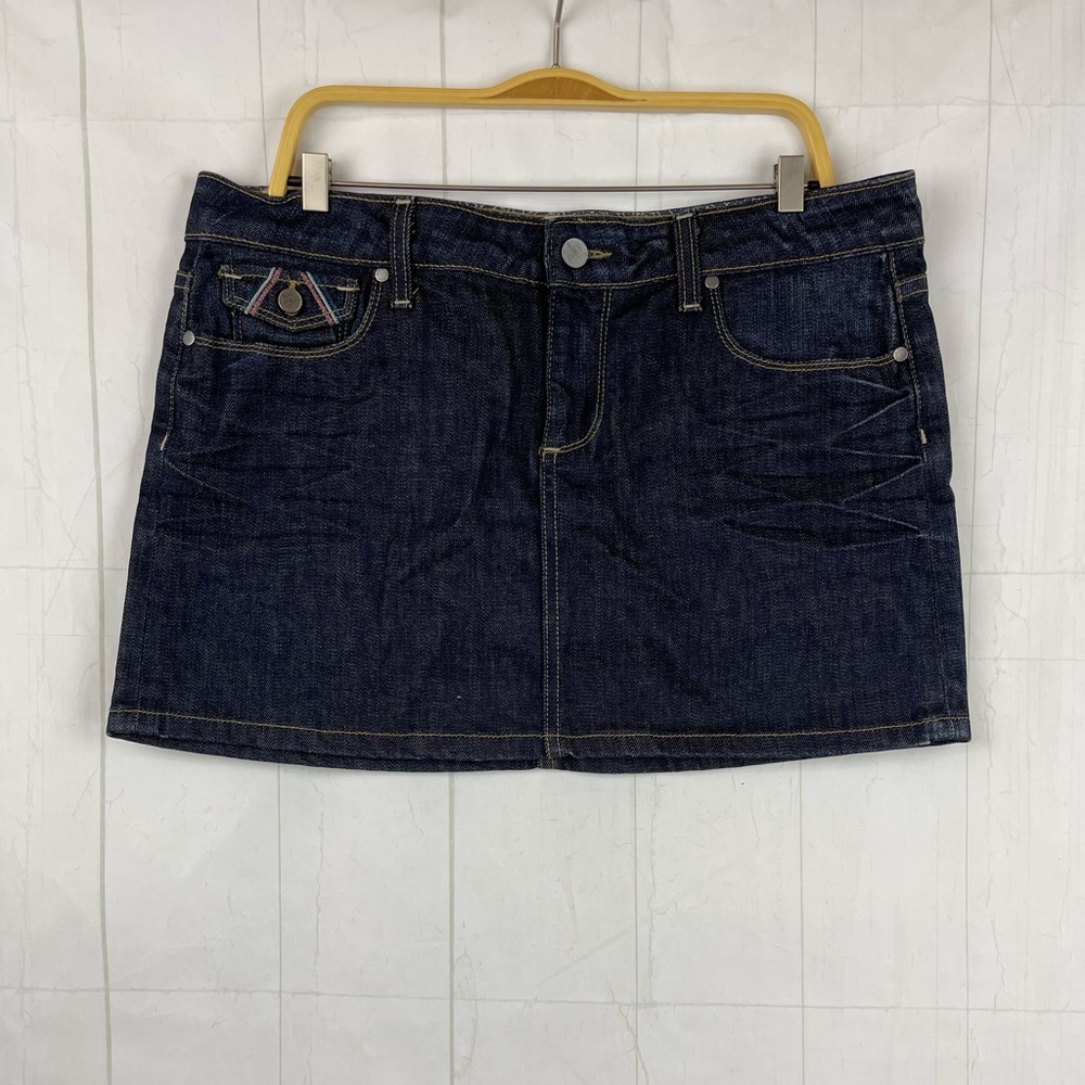 Paige Dark Blue Fairfax Denim Mini Skirt Size 30